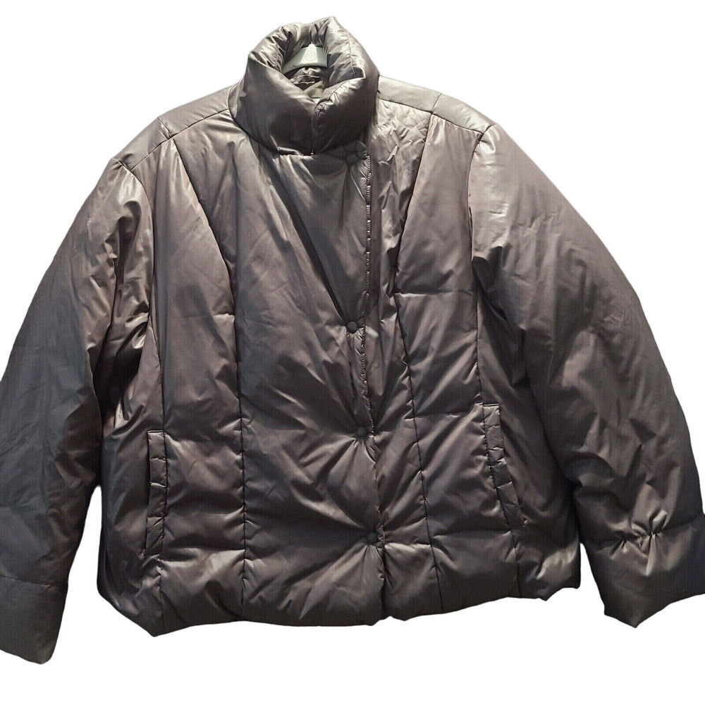 The Gap Womens Puffer Jacket Brown Size XL Polyester Blend Long Sleeve Buttons